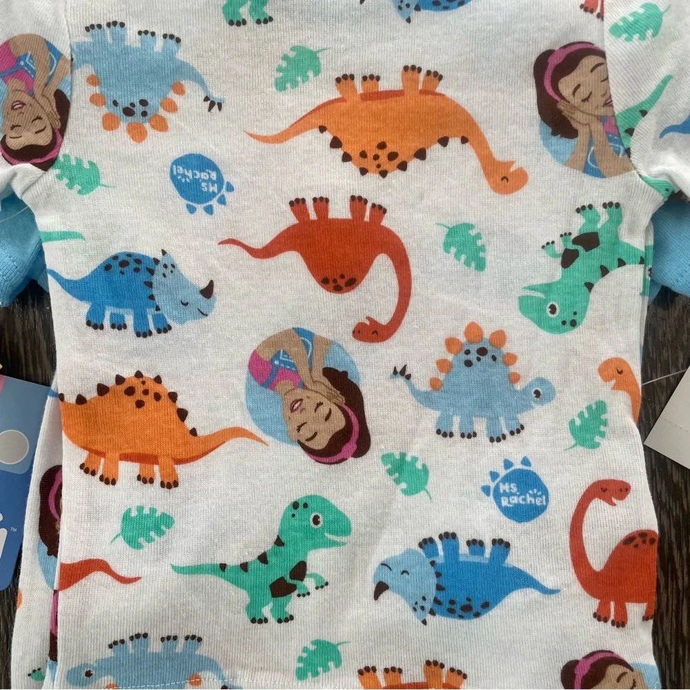 Ms. Rachel Toddler Boys Dinosaur Snug Fit 4-Piece Pajama Set 12 Months
